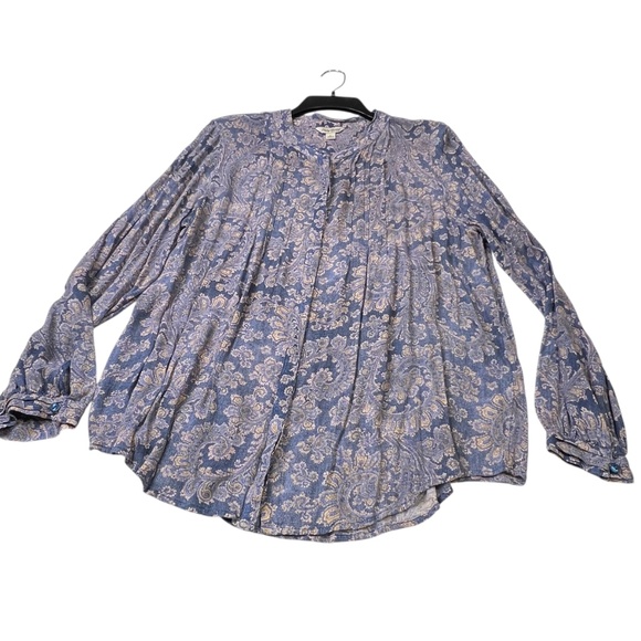 Lucky Brand Long Sleeve Button Down front Sheer Flowing Tunic Top - Picture 4 of 13